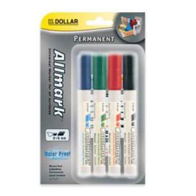 Marcador Permanente Grosso 4 Cores 2mm Allmark UMS2 4un