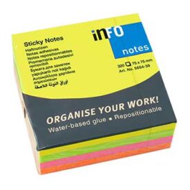 Bloco Notas Aderentes 75x75mm Néon Cubo 320 Folhas x 2un