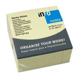 Bloco Notas Aderentes 75x75mm Amarelo Cubo 400 Folhas x 2un