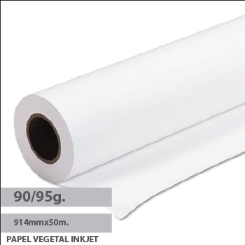 Papel Vegetal InkJet 90/95gr 914mmx50mtsx50 Pack 1 Rolo