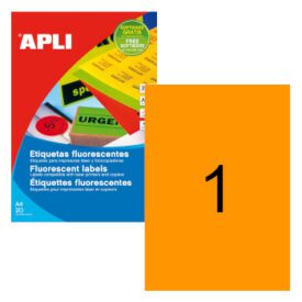 Etiquetas 210x297 Apli Laranja Fluorescente 20Folhas A4 20un