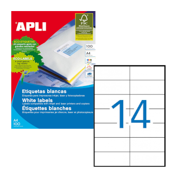 Etiquetas 105x42,4 Apli 100 Folhas A4 1400un
