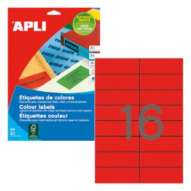 Etiquetas 105x37 Apli 20 Folhas 320un Vermelho
