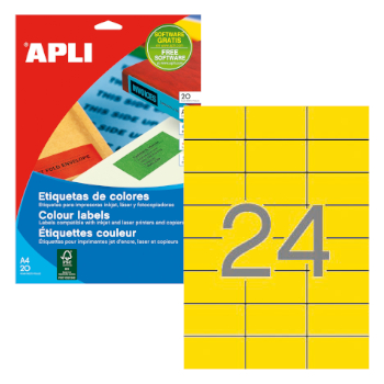 Etiquetas 70x37mm Apli Amarelo 20 Folhas A4 480un