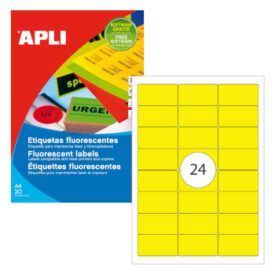 Etiquetas 64x33.9mm Apli Amarelo Floures 20 Folhas A4 480un