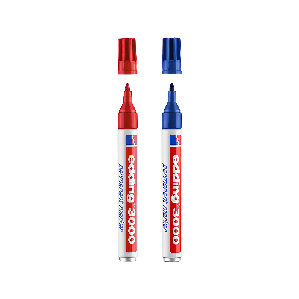 Marcador Permanente Grosso Edding 3000 Blister Azul/Vermelho