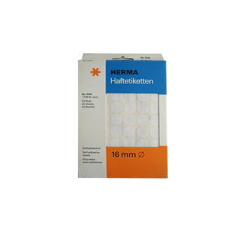 Etiquetas Redondas 16mm Herma2240 - 1728un Branco