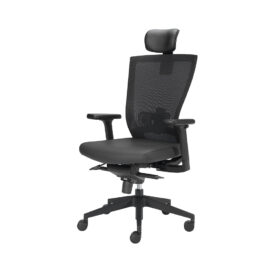 Cadeira Direção Giratória Poliamida Semi-Pele Grafite Preto