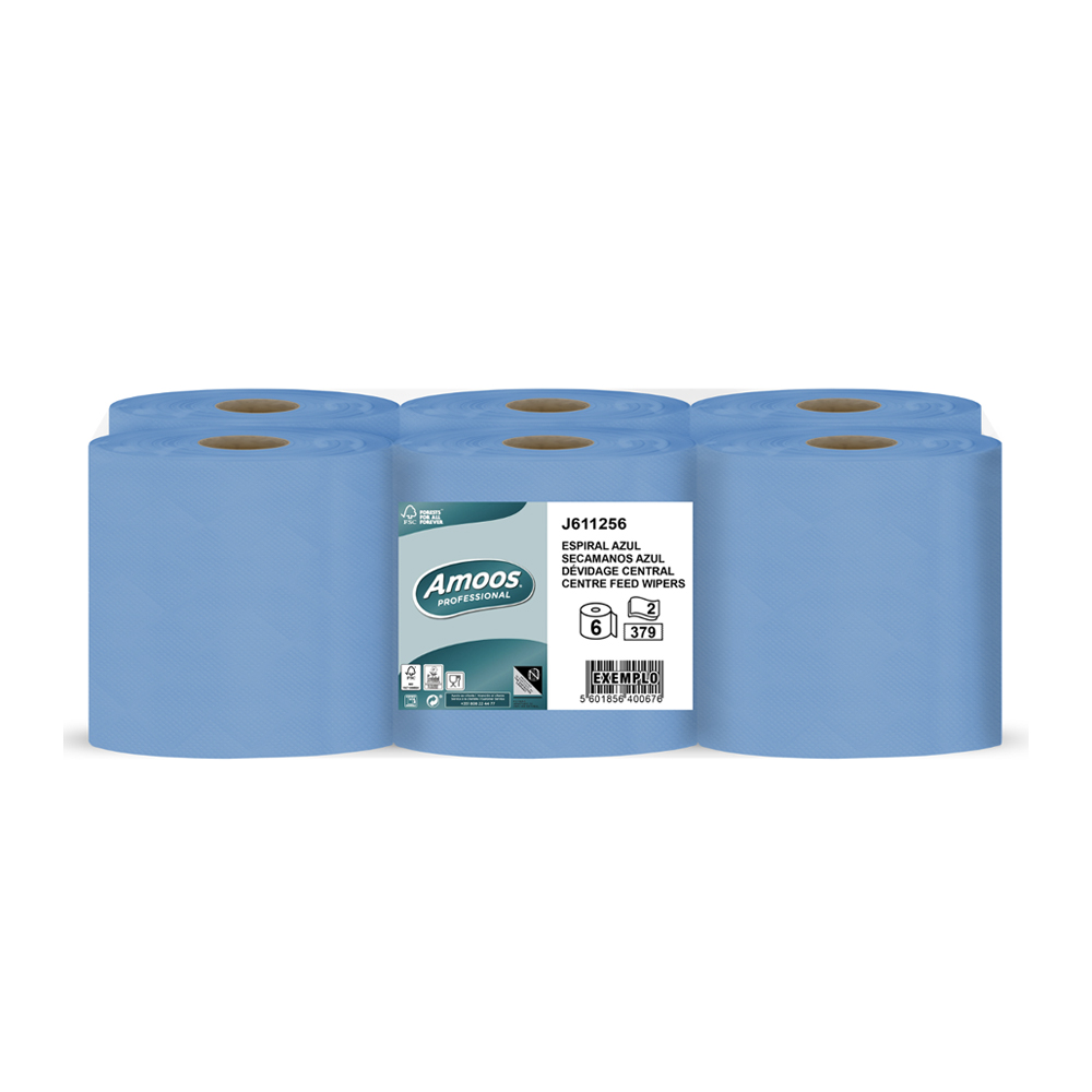 Rolo Espiral Azul 125mx19,2cm 2Fls 18g Amoos Picotado 6un
