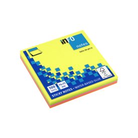 Bloco Notas Aderentes 75x75mm Néon 100 Folhas x 3un