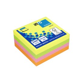 Bloco Notas Aderentes 50x50mm Néon Cubo 240 Folhas x 3un