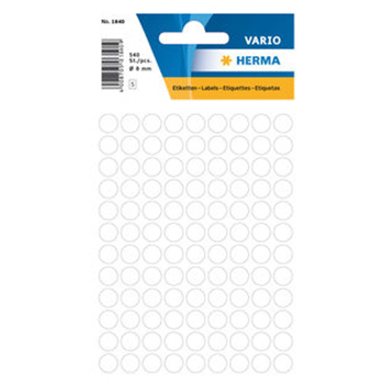 Etiquetas Redondas 08mm Branco Herma1840 540un